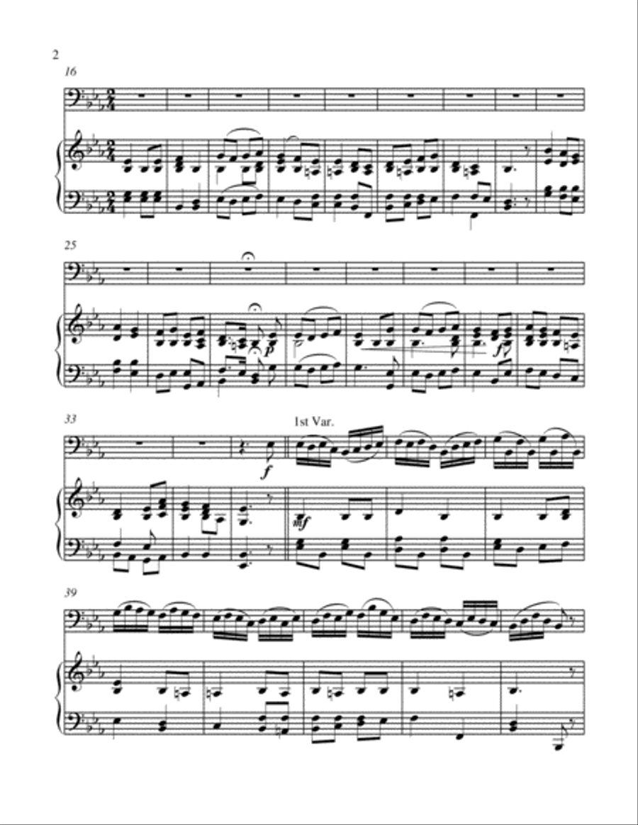 O Come All Ye Faithful (Adeste Fidelis) - Theme and Variation for Cello and Piano - Advanced Level Piano scores gallery preview page 5