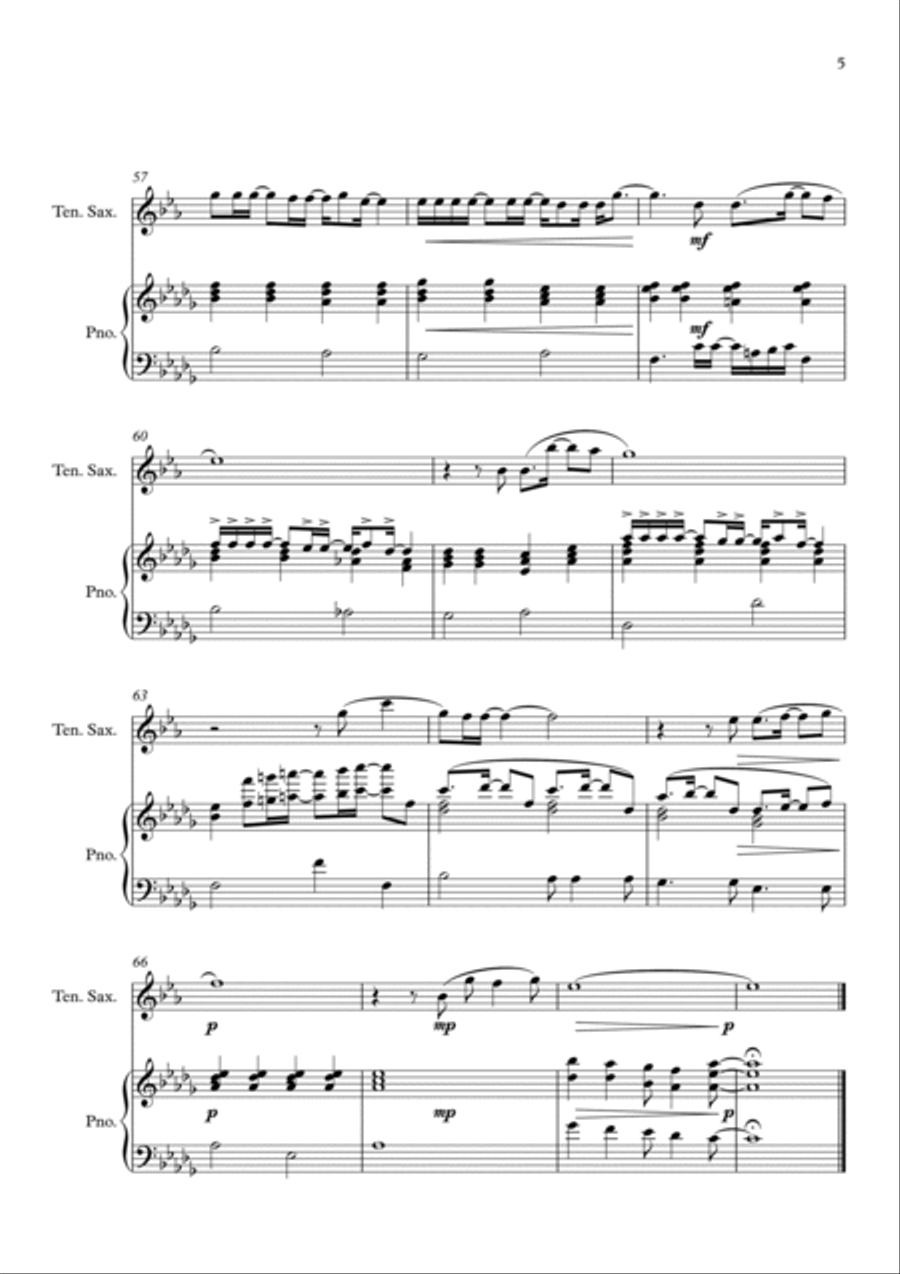 Vivo Per Lei Tenor Saxophone scores gallery preview page 5