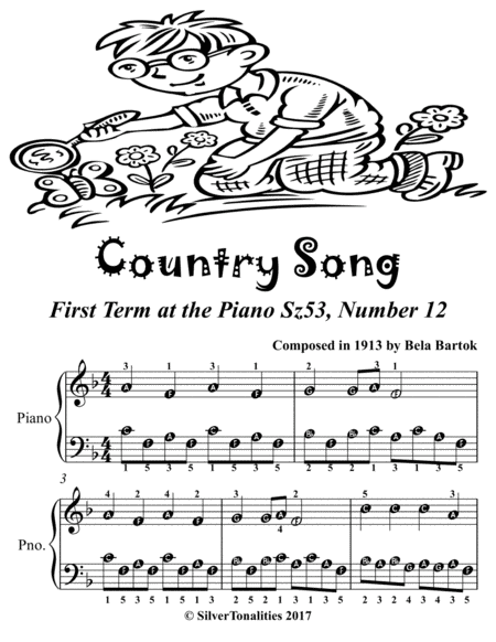 Country Song First Term at the Piano Sz53 Number 12 Easiest Piano Sheet Music