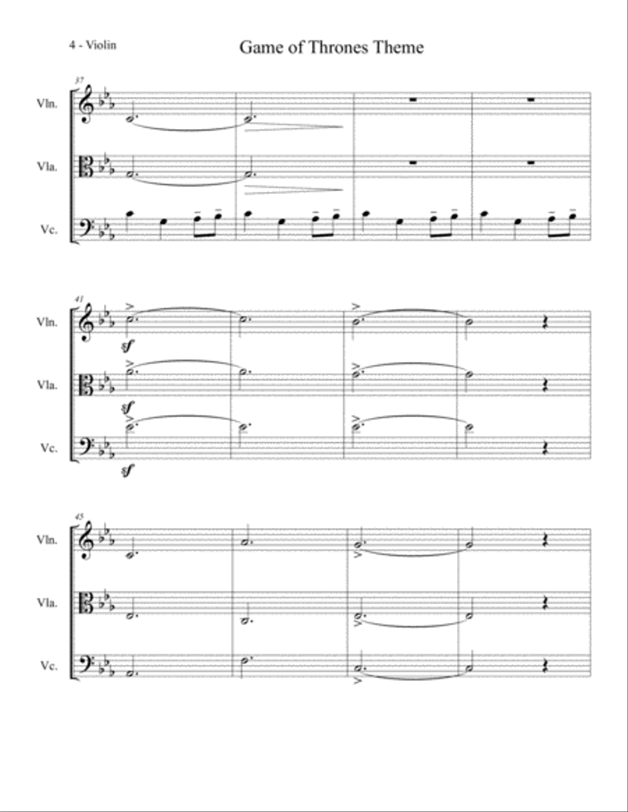 Game Of Thrones String Trio scores gallery preview page 5