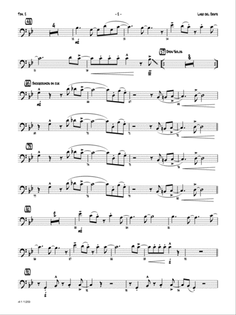 Lago del oeste: 2nd Trombone Jazz Ensemble scores gallery preview page 2