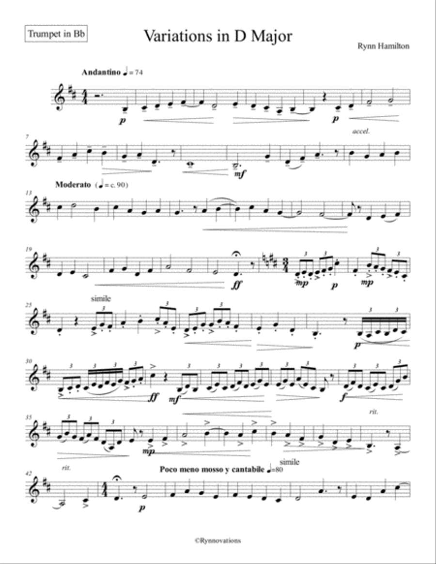 Duet in D Major- Bass Clarinet Part Full Orchestra scores gallery preview page 1