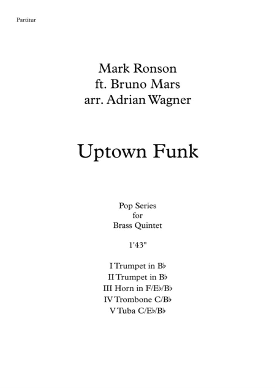 Uptown Funk Brass Quintet scores gallery preview page 2