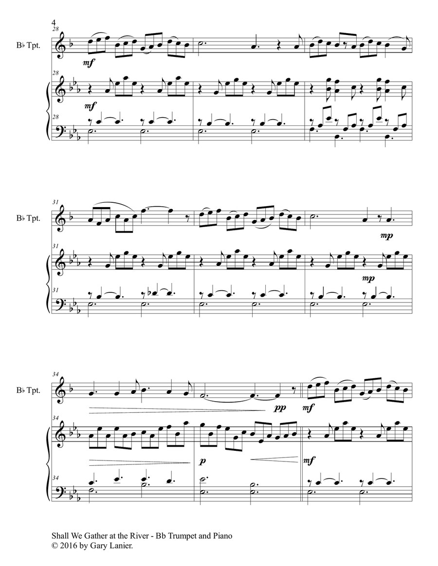 GENTLE HYMNS FOR WORSHIP (Bb Trumpet and Piano with Parts) B-Flat Trumpet scores gallery preview page 5