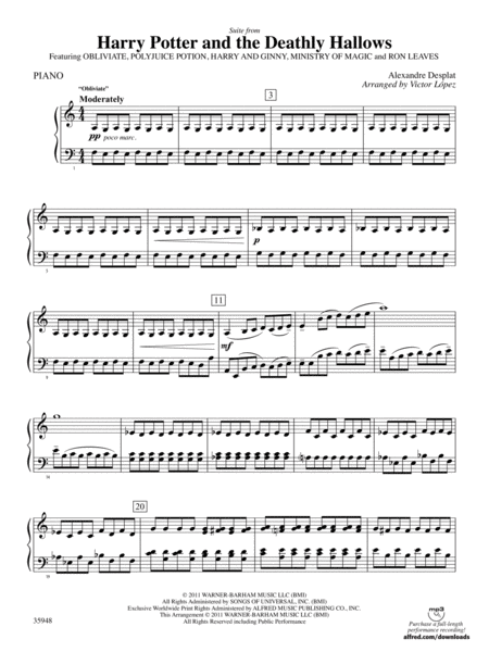 Harry Potter and the Deathly Hallows, Part 1, Suite from: Piano Accompaniment
