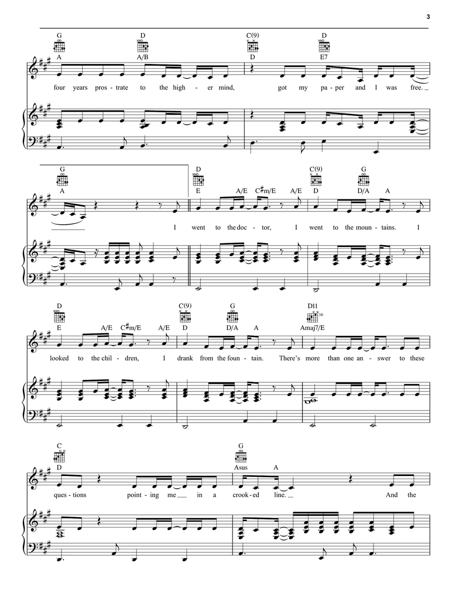 Closer To Fine Piano, Vocal, Guitar scores gallery preview page 3