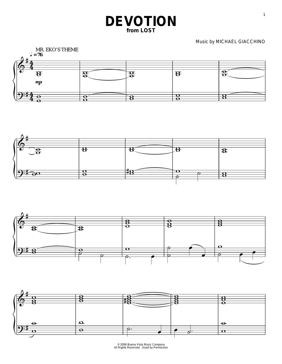 Devotion Piano Solo scores gallery preview page 1