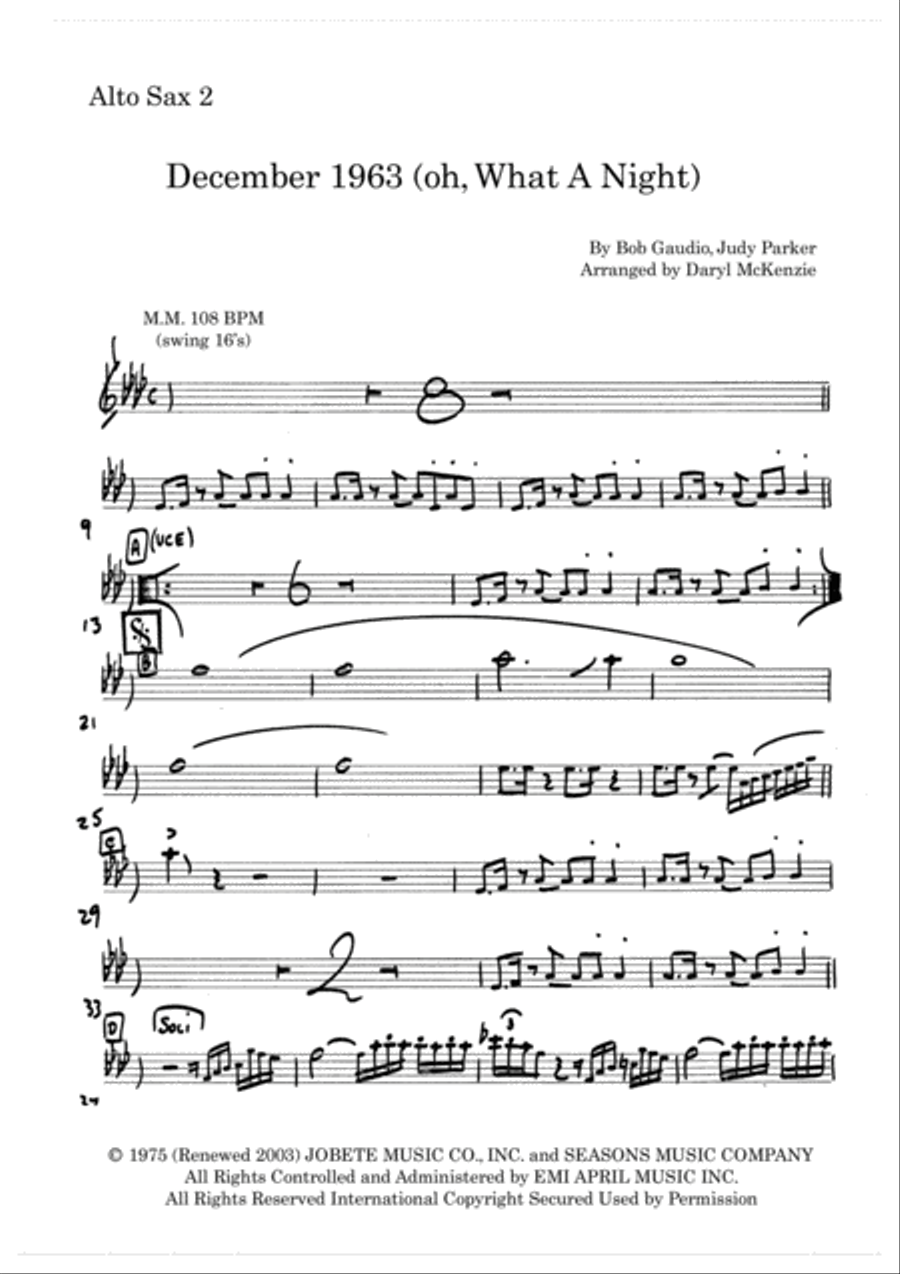 December 1963 (oh, What A Night) Jazz Ensemble scores gallery preview page 3