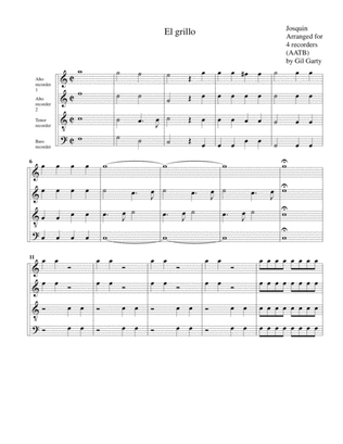 El Grillo (arrangement for 4 recorders)