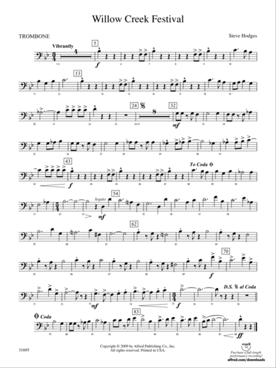Willow Creek Festival: 1st Trombone Concert Band scores gallery preview page 1