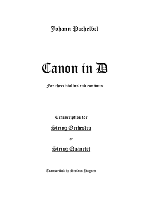 Book cover for Canon in D - String Quartet or Orchestra version