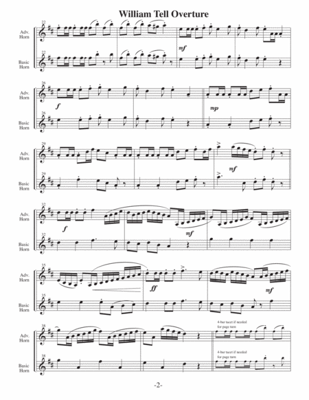 William Tell Overture (Arrangements Level 4 to 6+ for HORN + Written Acc) image number null