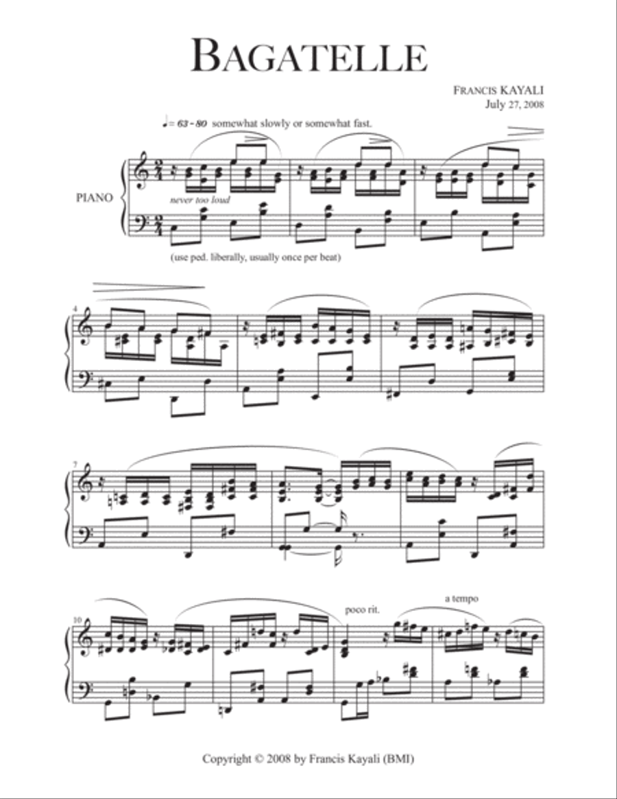Bagatelle - Piano Solo Bagatelle - Piano Solo Piano Solo scores gallery preview page 1