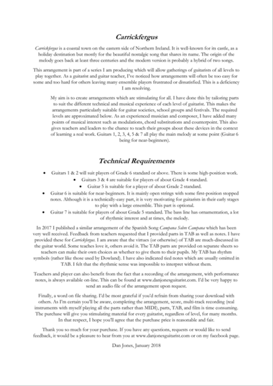 Carrickfergus for Guitar Ensemble Guitar Ensemble scores gallery preview page 2