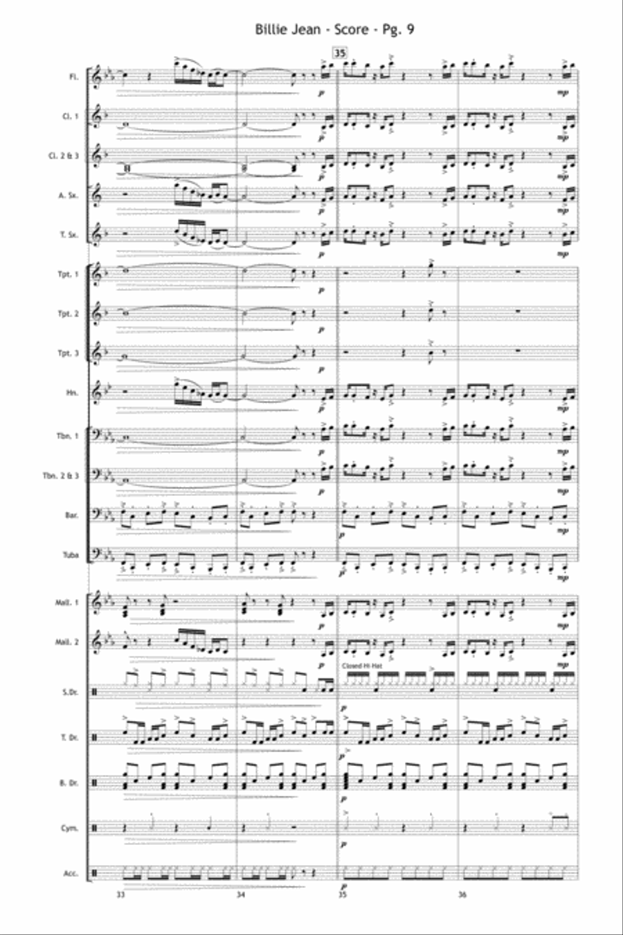 Billie Jean Marching Band scores gallery preview page 10