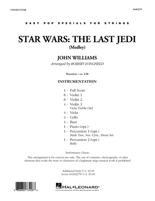 Book cover for Star Wars: The Last Jedi (Medley) (arr. Robert Longfield) - Conductor Score (Full Score)