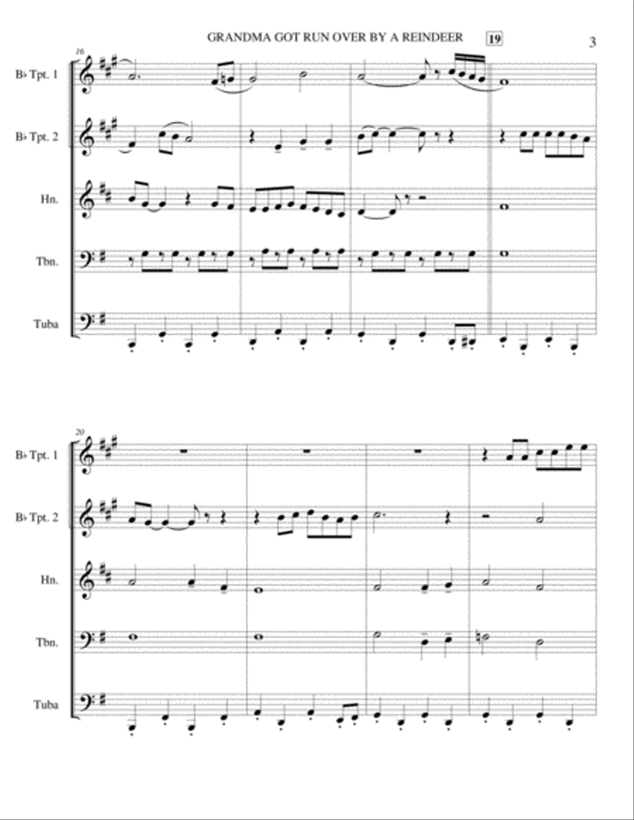 Grandma Got Run Over By A Reindeer Brass Ensemble scores gallery preview page 4