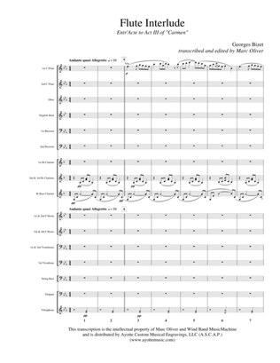 Entr'acte to Act 3 of Carmen (Flute Interlude) transcribed for Concert Band