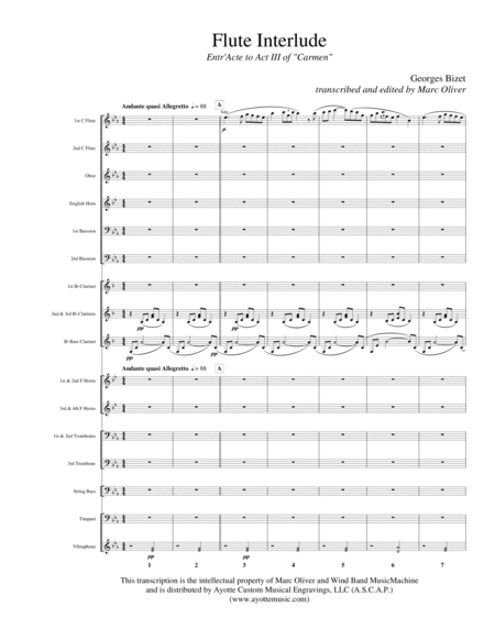 Entr'acte to Act 3 of Carmen (Flute Interlude) transcribed for Concert Band image number null