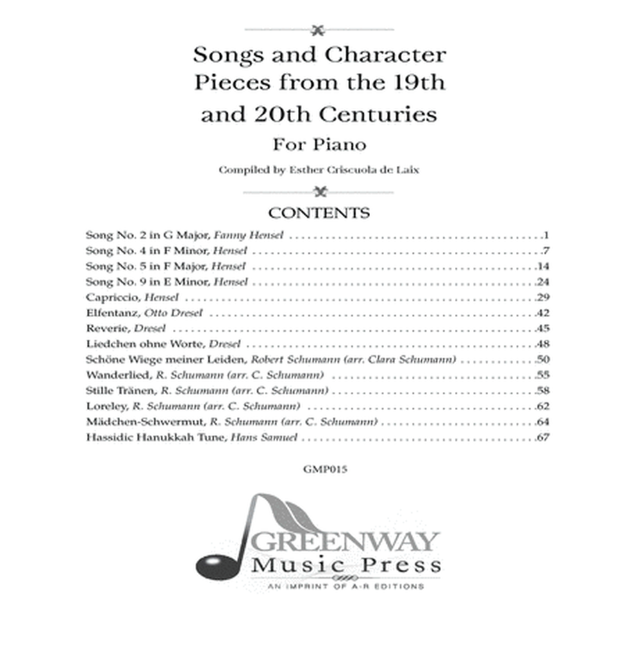 Songs and Character Pieces from the 19th and 20th Centuries for Piano