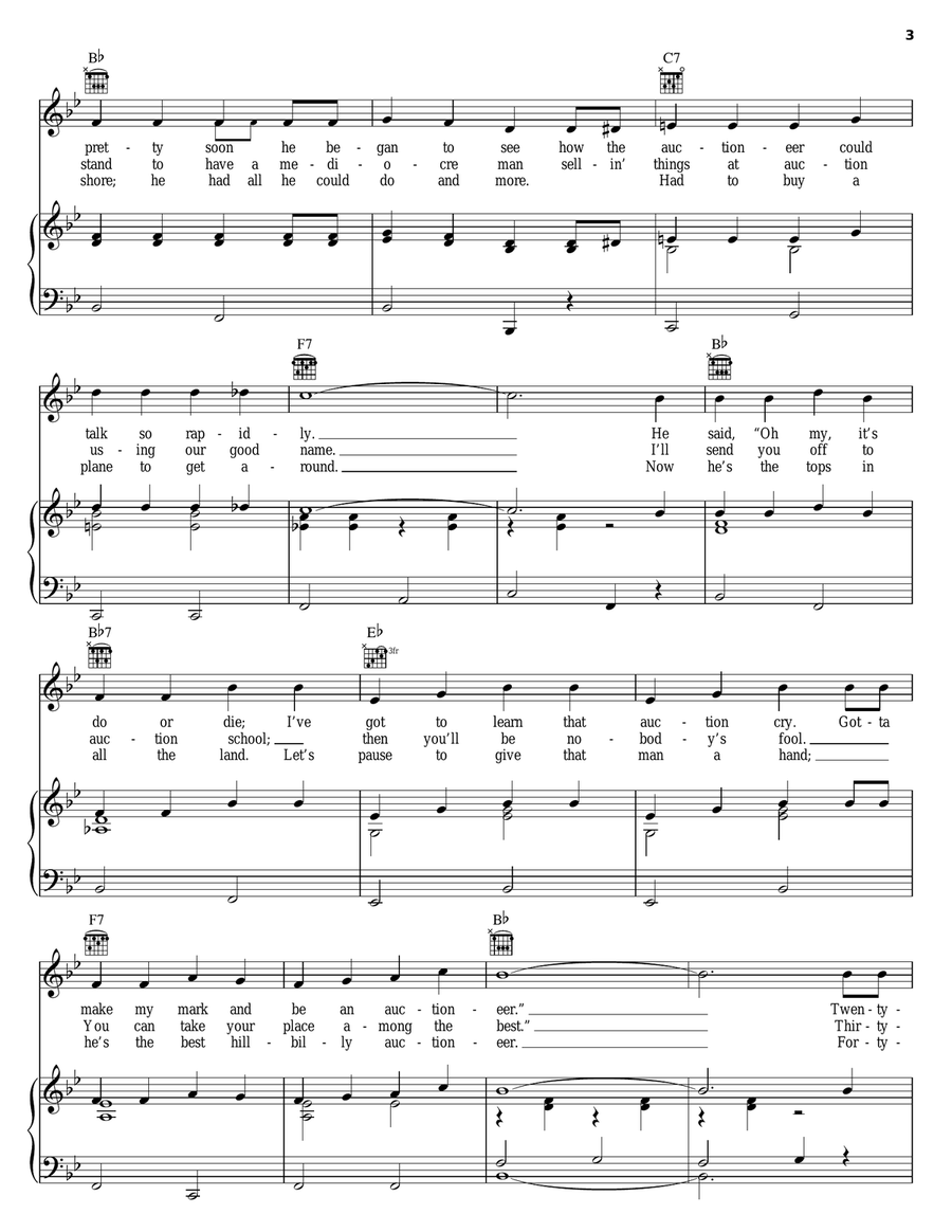 Auctioneer Auctioneer Piano, Vocal, Guitar scores gallery preview page 3