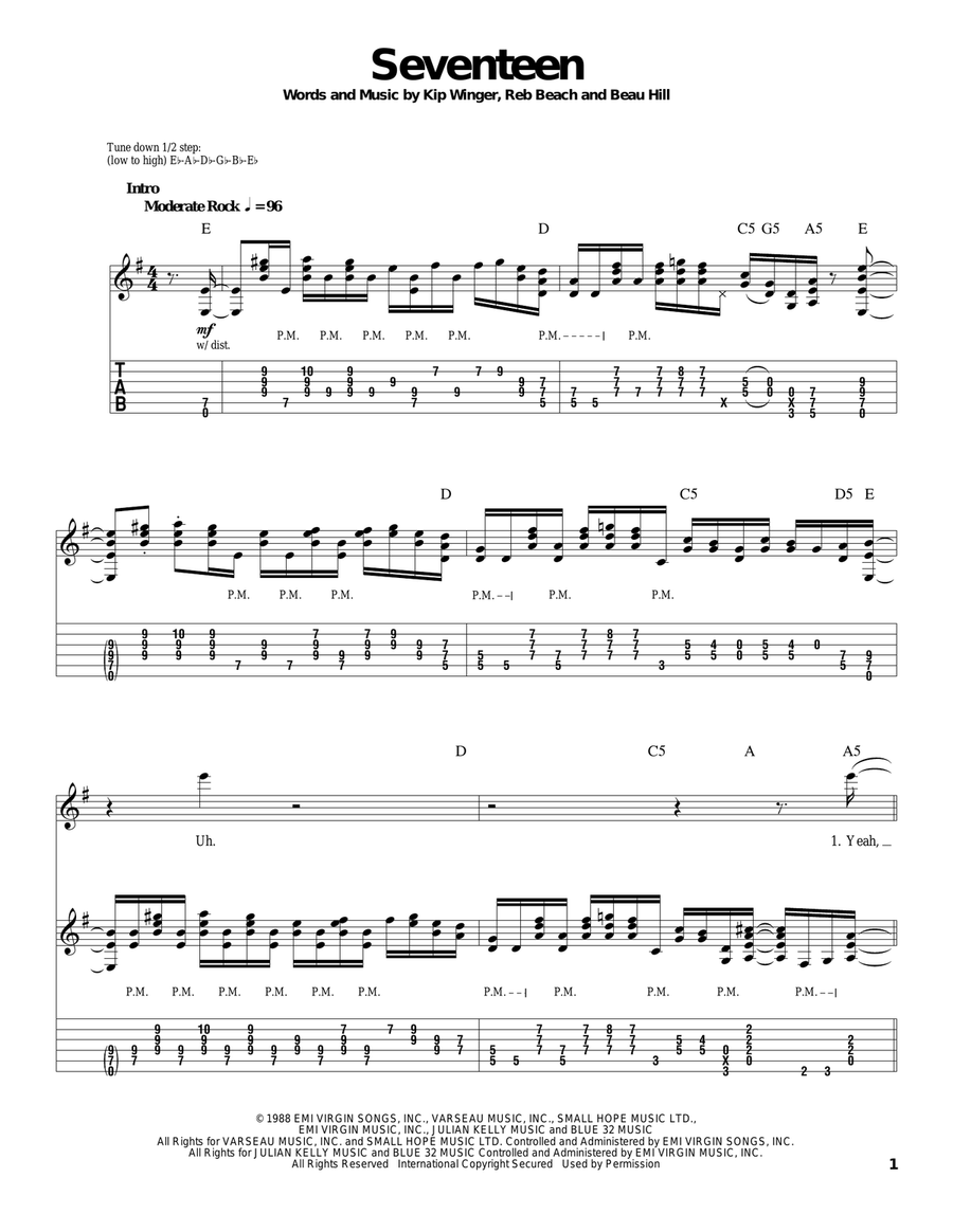 Seventeen Seventeen Acoustic Guitar scores gallery preview page 1