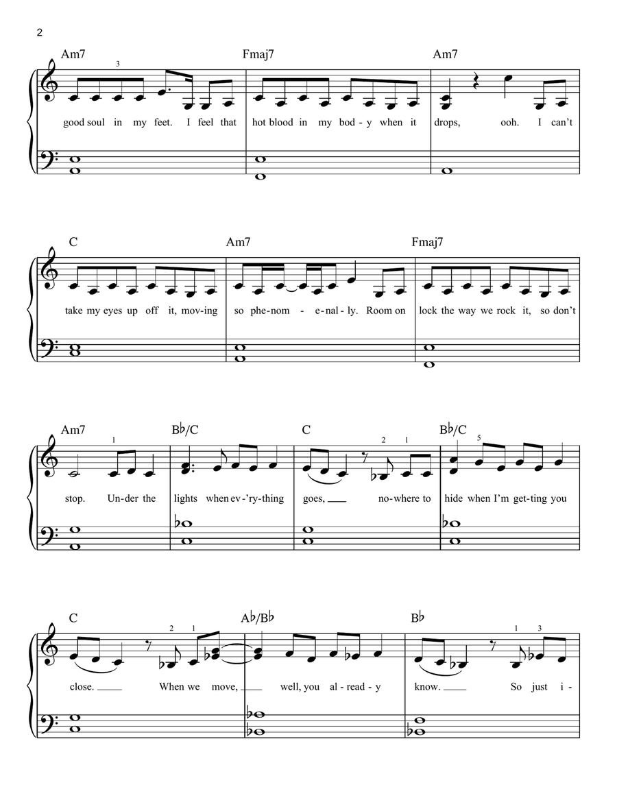 Can't Stop The Feeling Easy Piano scores gallery preview page 2