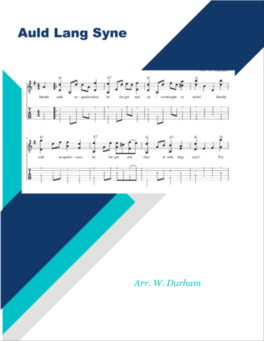 Auld Lang Syne - Fingerstyle Guitar Tab / Notation / Lyrics Fingerpicking Guitar scores gallery preview page 1