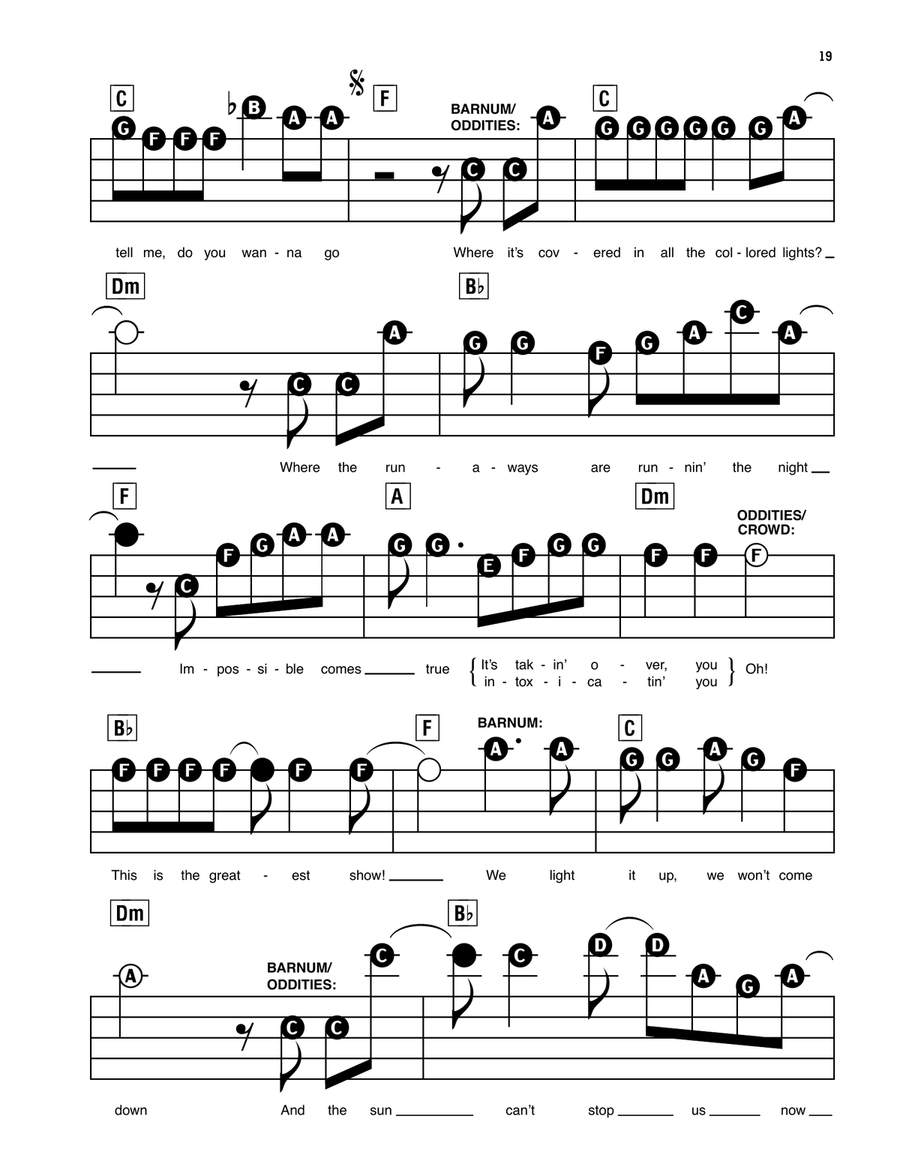 The Greatest Show (from The Greatest Showman) Electronic Keyboard scores gallery preview page 4