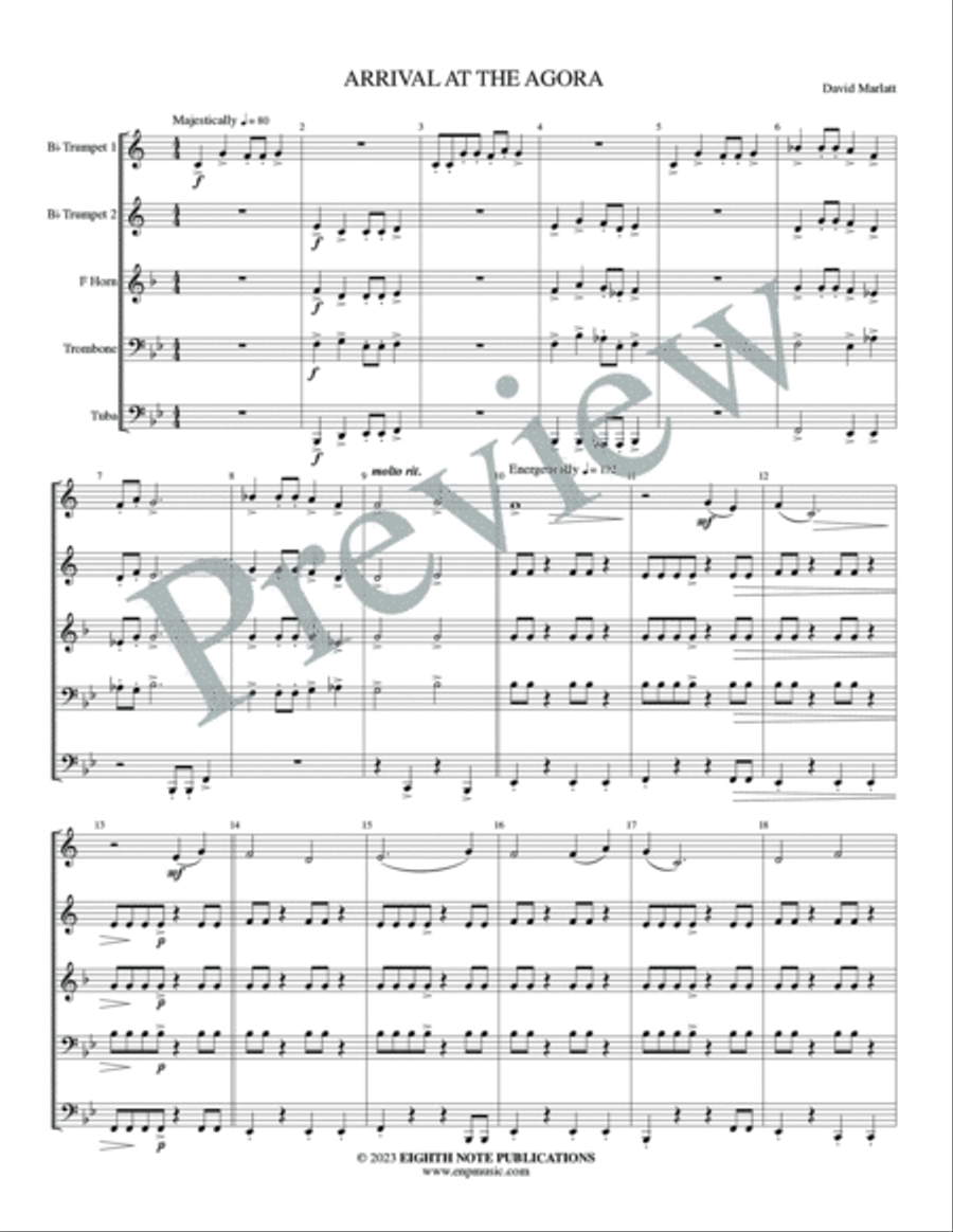 Arrival at the Agora Arrival at the Agora Brass Quintet scores gallery preview page 3