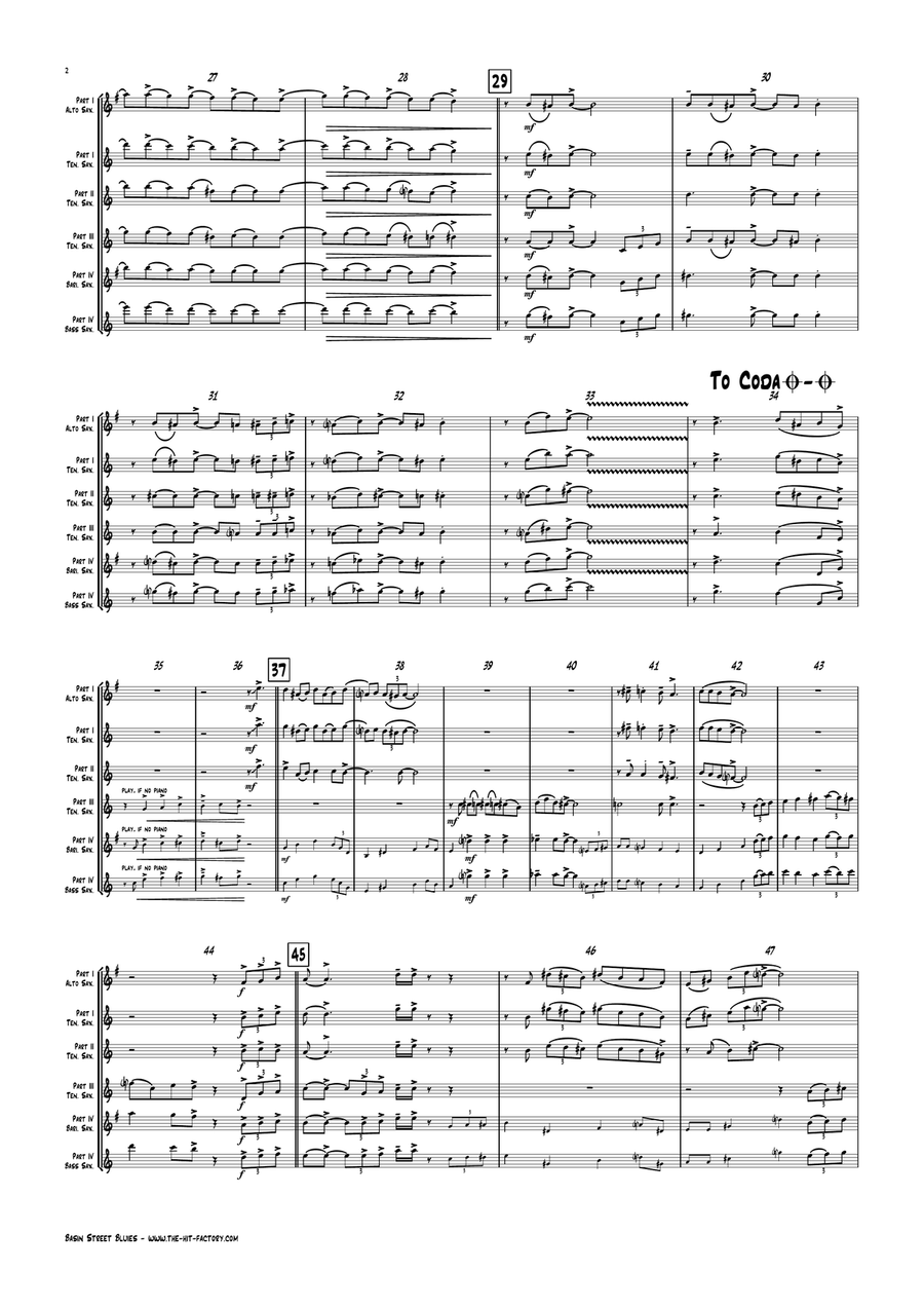 Basin Street Blues Saxophone Quartet scores gallery preview page 2