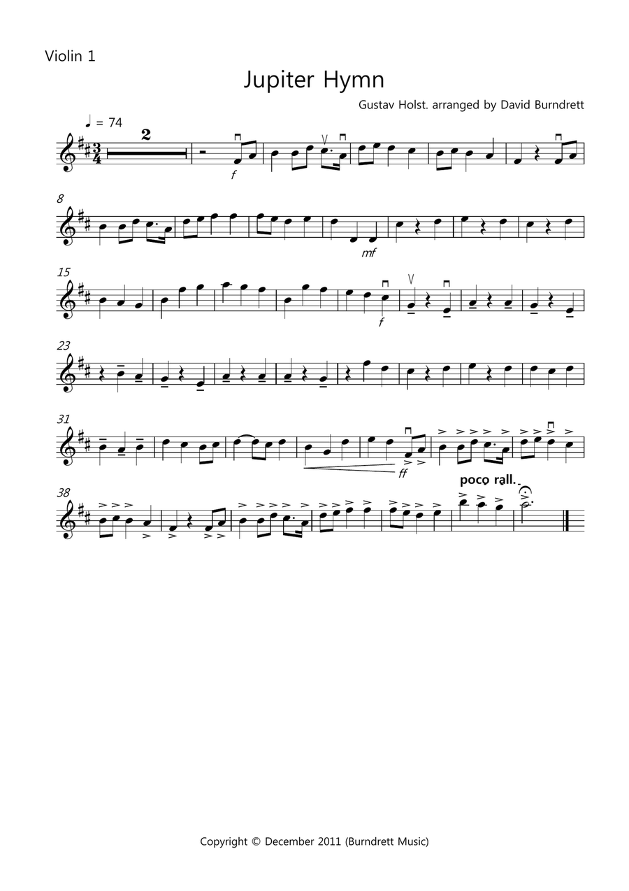 Jupiter Hymn for String Quartet String Quartet scores gallery preview page 4