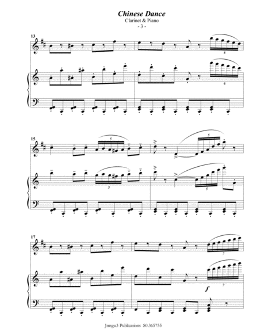 Tchaikovsky: Chinese Dance from Nutcracker Suite for Clarinet & Piano B-Flat Clarinet scores gallery preview page 4