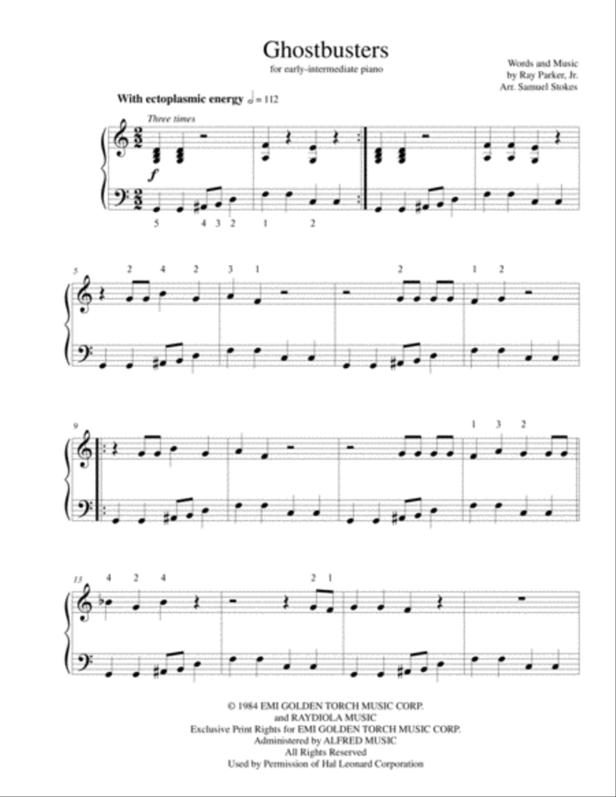 Ghostbusters Ghostbusters Easy Piano scores gallery preview page 1