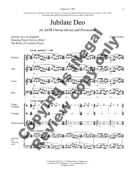 Jubilate Deo (Choral Score)