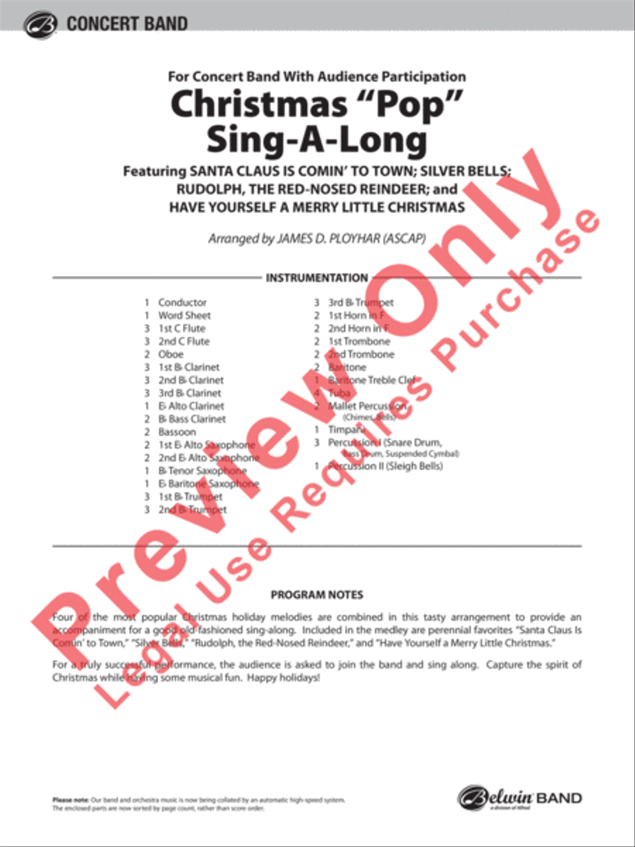 Christmas Pop Sing Along (for Concert Band with Audience Participation) Concert Band scores gallery preview page 2