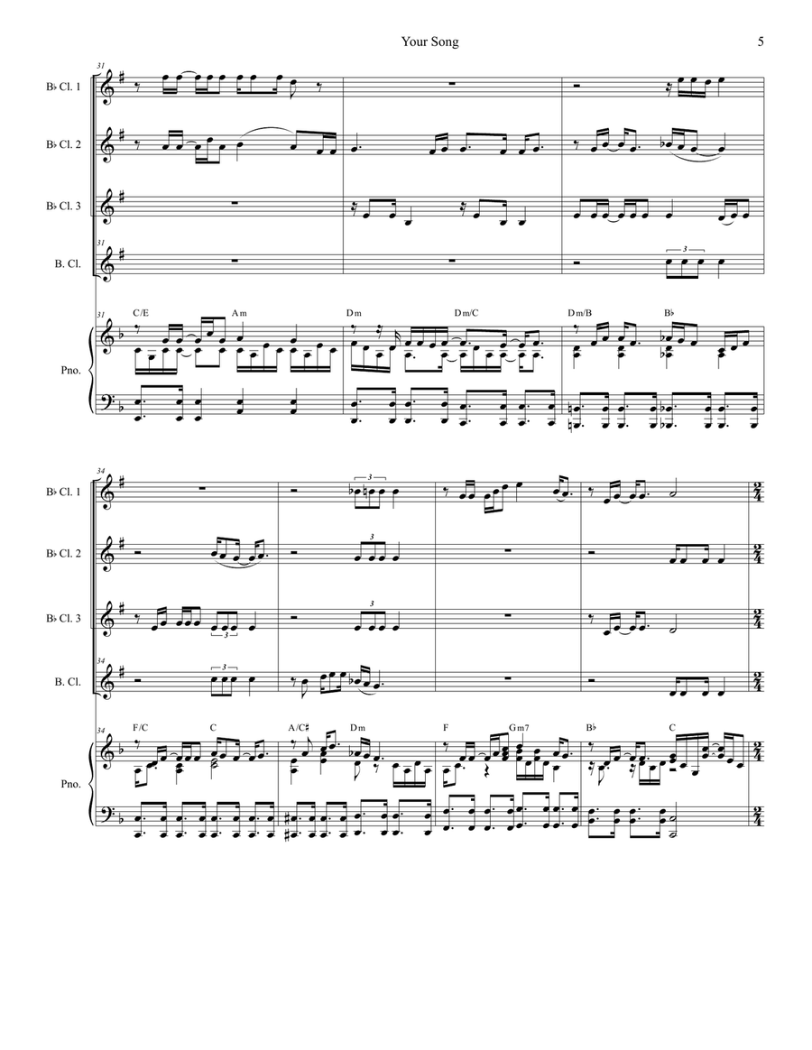Your Song Your Song Woodwind Ensemble scores gallery preview page 5