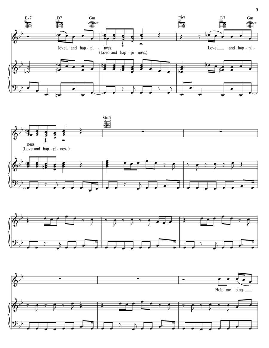 Love And Happiness Love And Happiness Piano, Vocal, Guitar scores gallery preview page 3