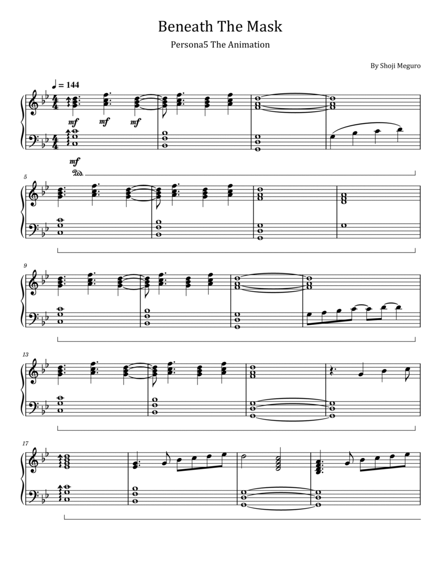 Persona5 The Animation Piano Solo scores gallery preview page 1