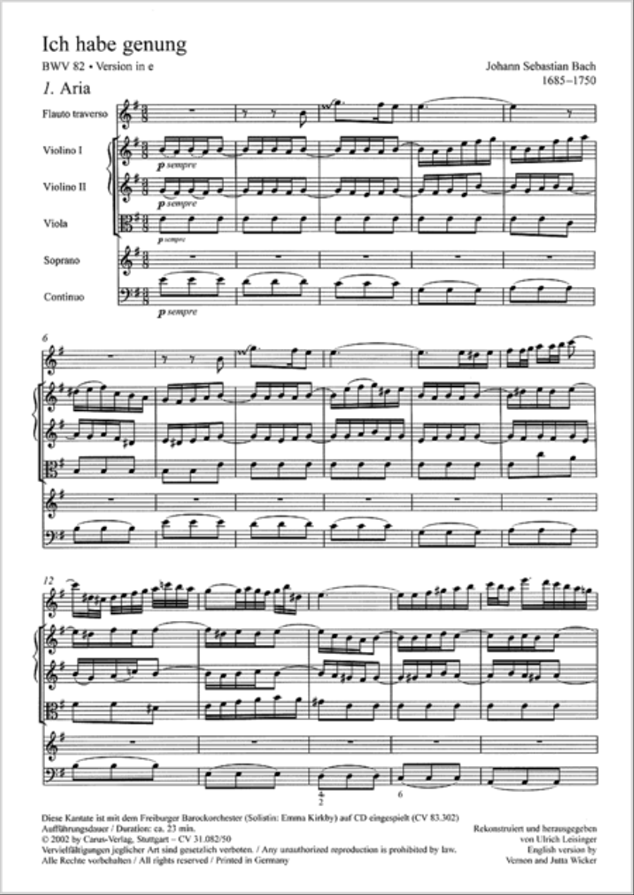 I have enough (Ich habe genung) Flute scores gallery preview page 2