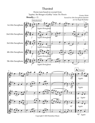 Thaxted (hymn tune based on excerpt from "Jupiter" from The Planets) (Bb) (Alto Saxophone Quintet)