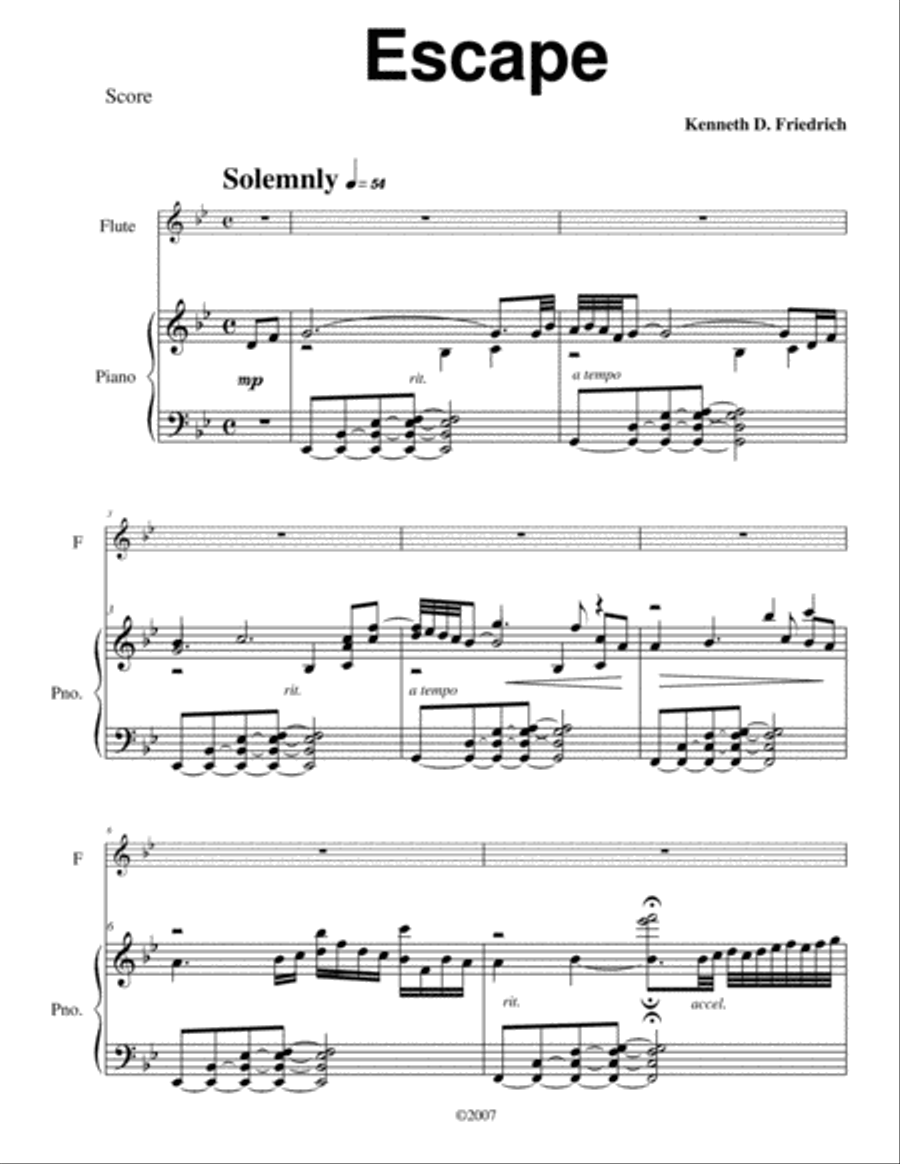 Escape Flute Solo scores gallery preview page 1