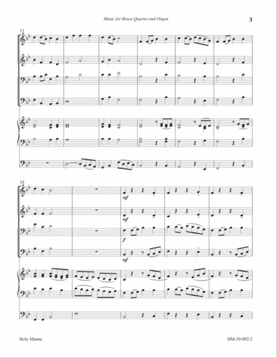 Holy Manna for Organ and Brass Quartet Small Ensemble scores gallery preview page 3