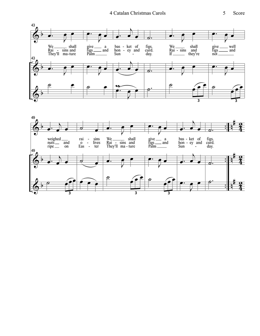 4 Catalan Christmas Carols for Flexible Woodwind Duet Woodwind Trio scores gallery preview page 6