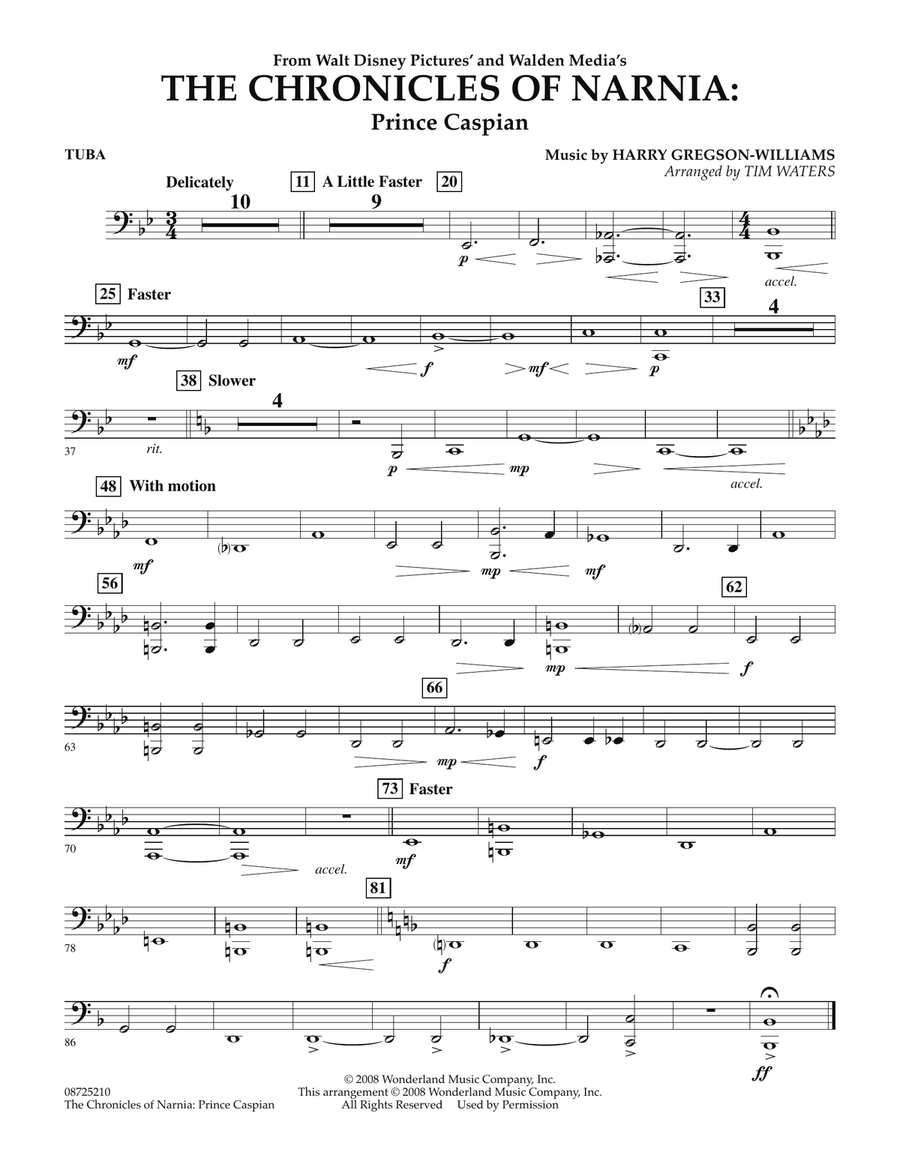 The Chronicles Of Narnia: Prince Caspian - Tuba Concert Band scores gallery preview page 1