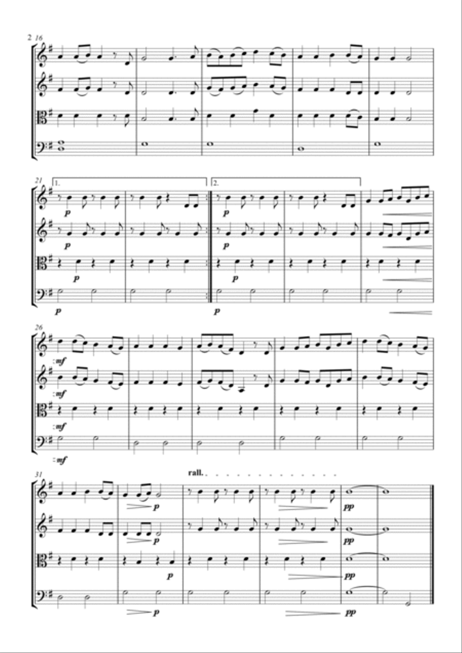 Simple Gifts (A Thanksgiving Song) String Quartet scores gallery preview page 2