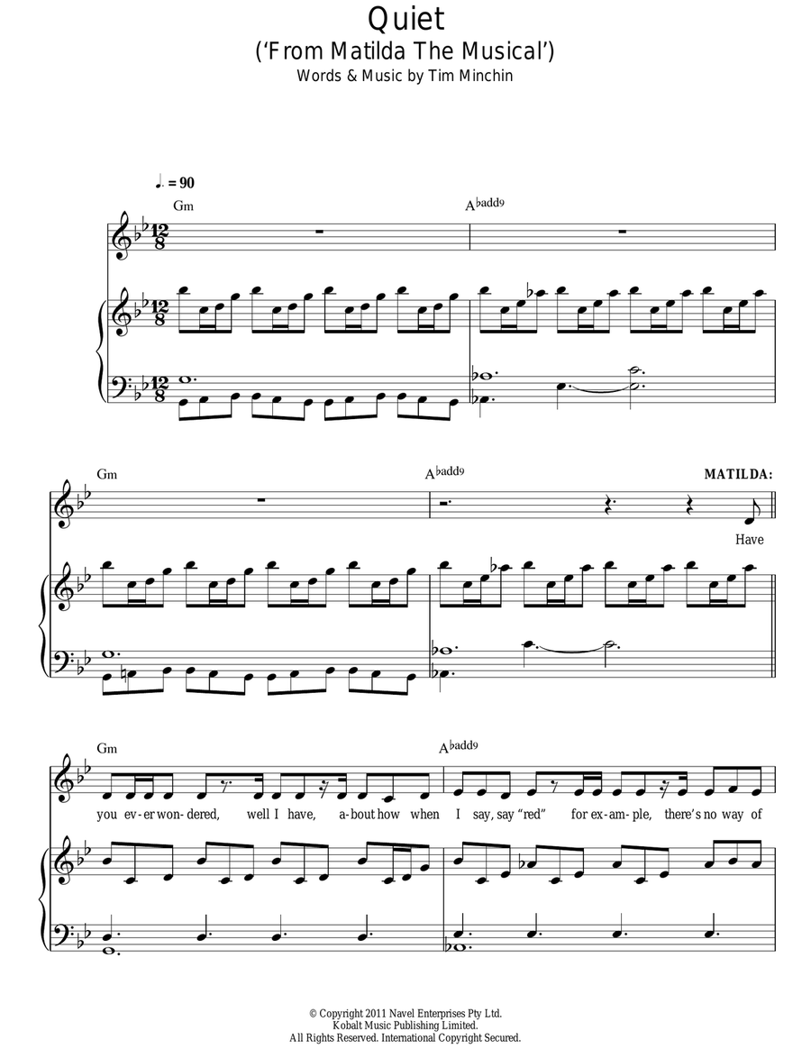 Quiet (from Matilda The Musical) Piano, Vocal scores gallery preview page 1