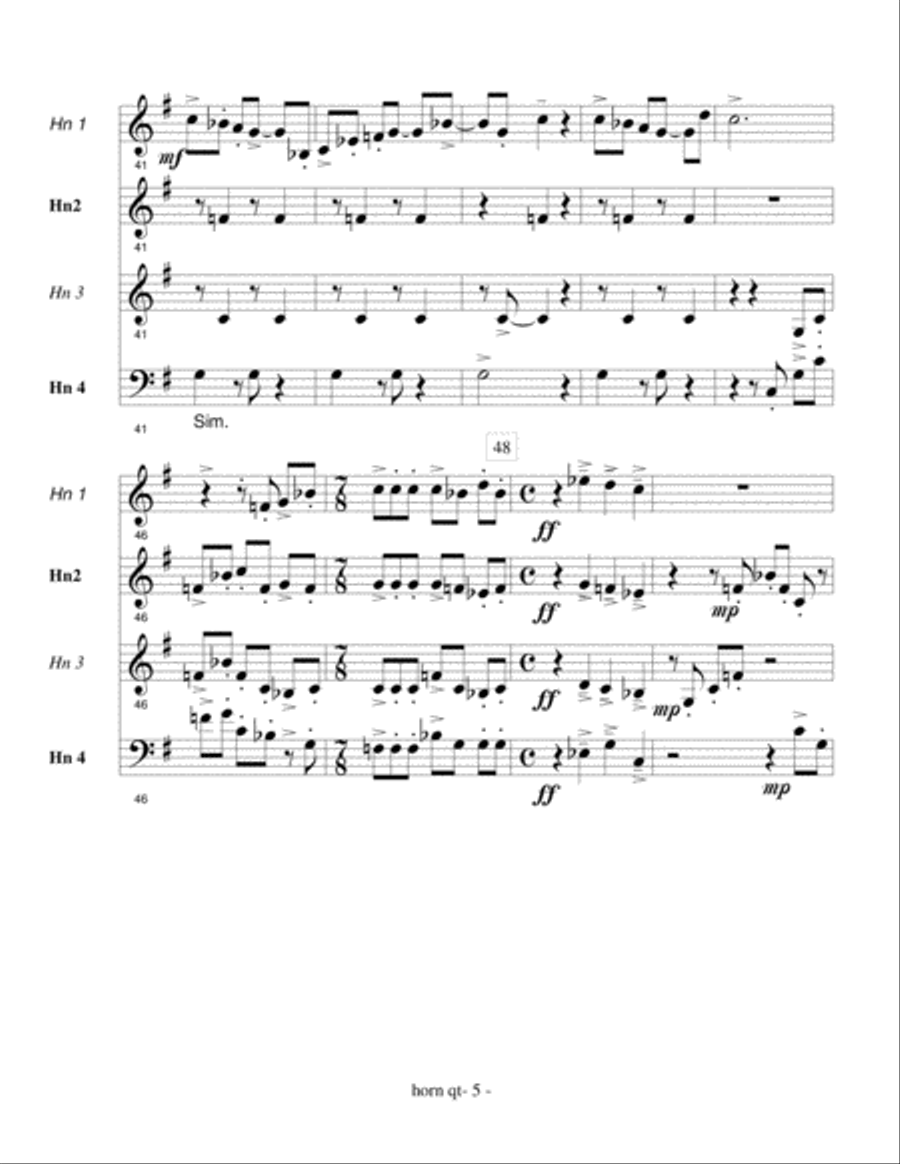 QUARTET FOR FRENCH HORNS QUARTET FOR FRENCH HORNS Brass Ensemble scores gallery preview page 6