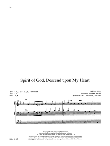 Spirit of God, Descend Upon My Heart (Downloadable)