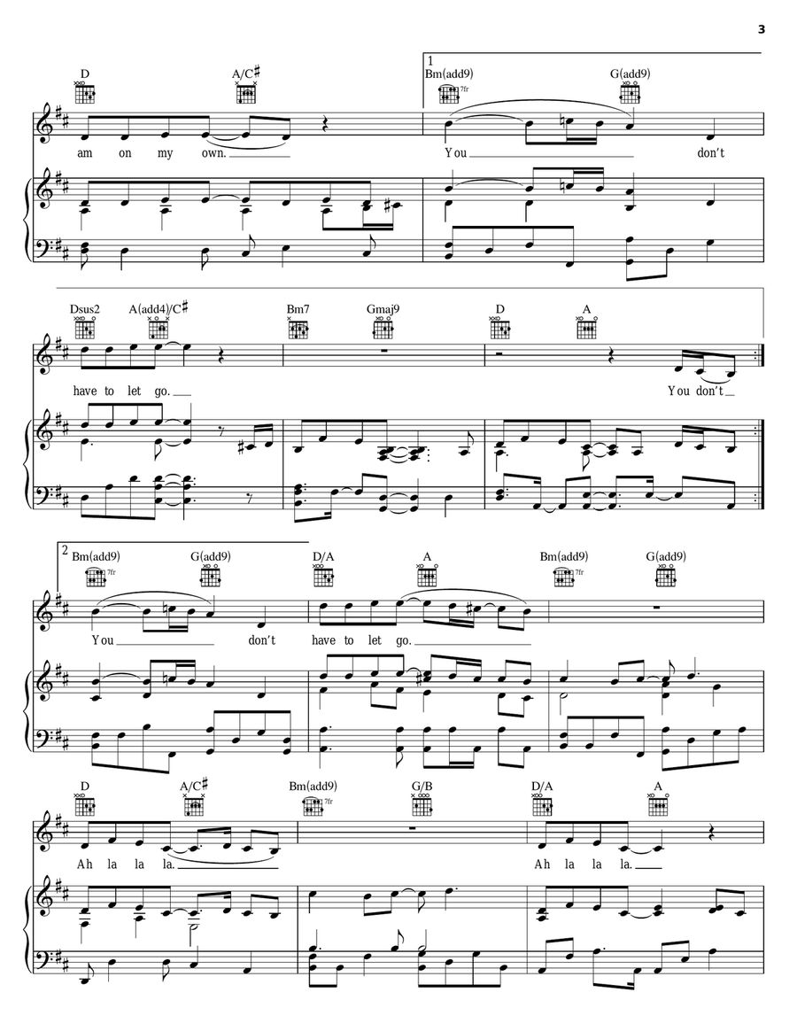 You Don't Have To Let Go Piano, Vocal, Guitar scores gallery preview page 3